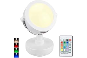 HONGUT LED Accent Lights Battery Operated, Dimmable Picture Light with Remote, 12 Color Changing Art Lights, Cordless Puck Light with 360°Rotate Lights Head, Stick on Spotlight for Dartboard, Painting