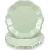 NatNarr 30pcs Sage Green Paper Plates, 9inch Scalloped Sage Green Dessert Dinner Plates Cute Party Plate Disposable Greens Party Supplies for Wedding, Baby Bridal Shower, Birthday