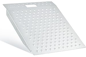 Garvee Shed Ramp for Riding Mower 24x29 Inch, 750 LB Capacity Heavy Duty Metal Lawn Mower Ramp with Non-Slip Surface, Portabl