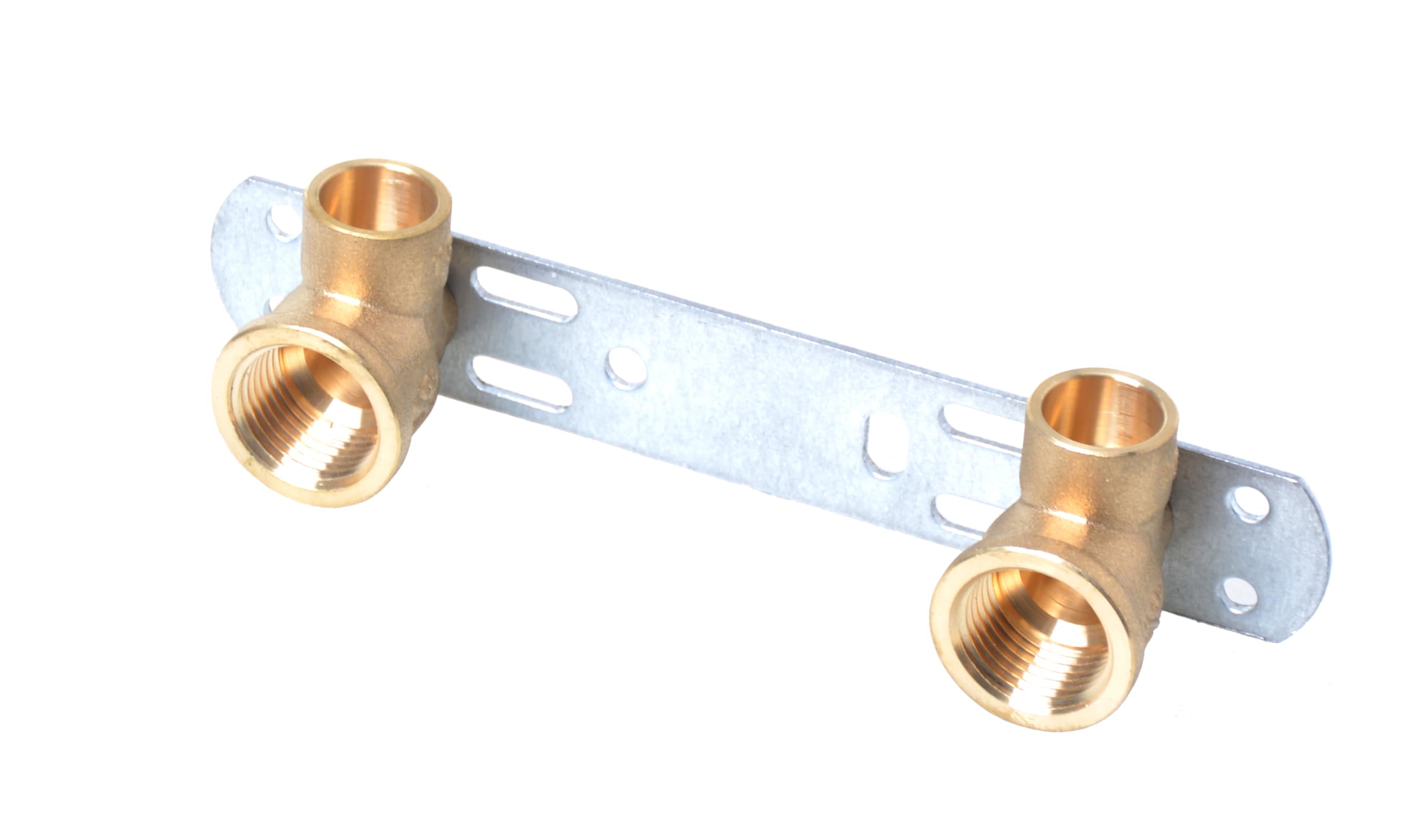 Aqbau® Mounting Unit, Mounting Plate, Wall Plate for Bathroom Taps, Water Drinking Water, Brass Metal, Mounting Plate Water Connection 1/2 x 15 mm, Distance Distance of 100 mm