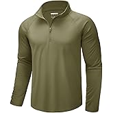 CRYSULLY Men's Long Sleeve 1/4 Zip Shirts Sun Protection Pullover UPF 50+ Rash Guard Running Lightweight T Shirt