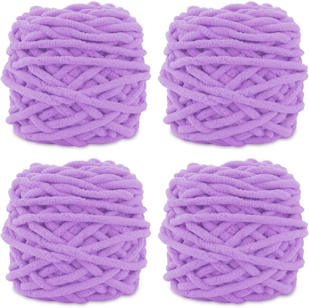 4 x 100g Knitting Wool Yarn Solid Color Knitting Yarn for Crochet for Yarn Projects Making DIY Crafts Scarves Hats Handmade Bags Blankets Sweaters (Mauve)