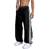 GORGLITTER Men's Double Waisted Sweatpants Vintage Y2k Baggy Pants Streetwear Wide Leg Sweatpants with Pockets