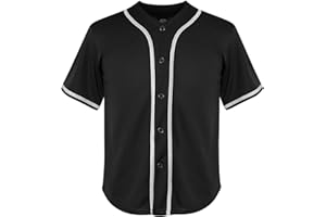 MESOSPERO Youth Baseball Jersey Kids Button Down Short Sleeve Solid Color T-Shirt for School, PE, League Team Uniform