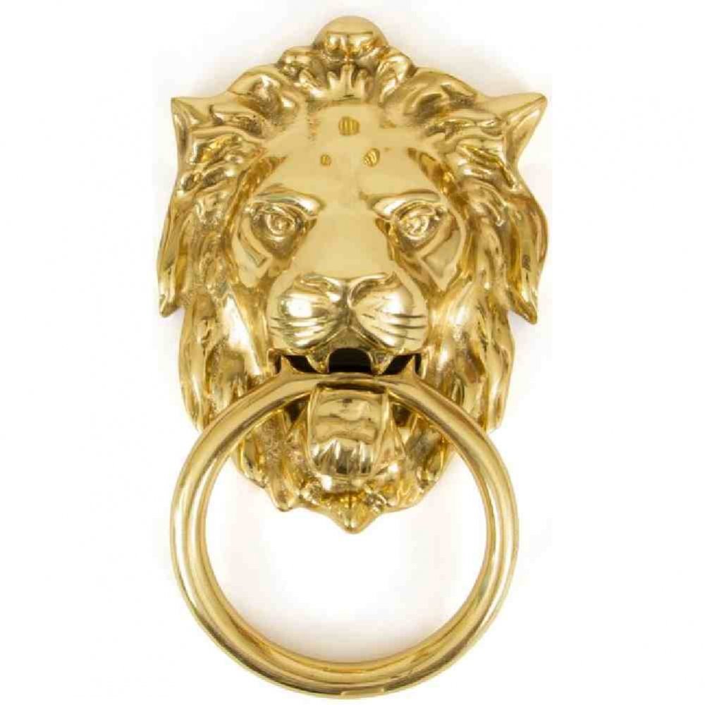 From The Anvil Polished Brass Lion Head Door Knocker