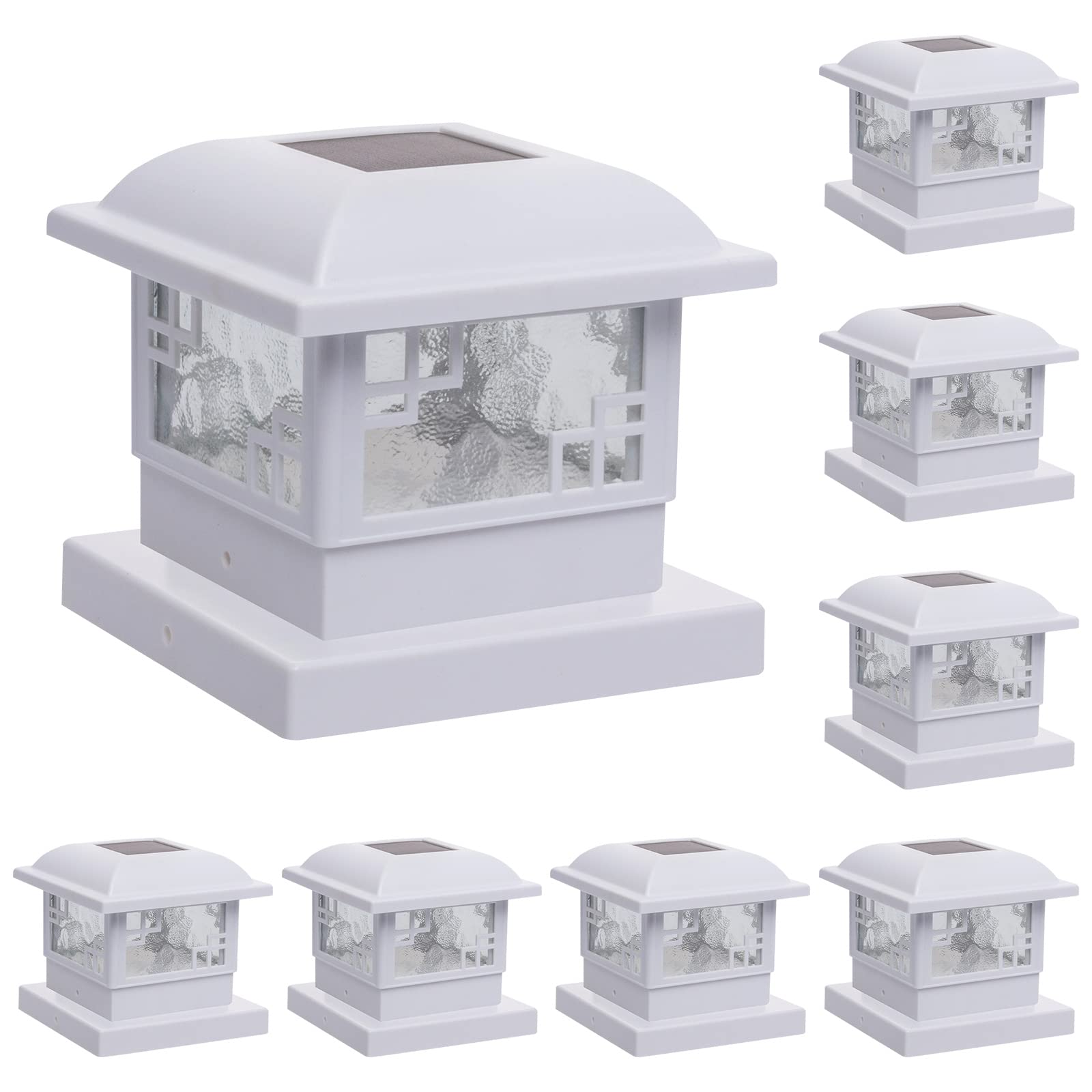 Photo 1 of GreenLighting Cubism Fence Solar Lights - Outdoor Solar Post Lights - 4x4 Post Caps and Solar Deck Post Lights - LED Solar Post Cap Lights for 4x4 5x5 Posts (White, 8 Pack)