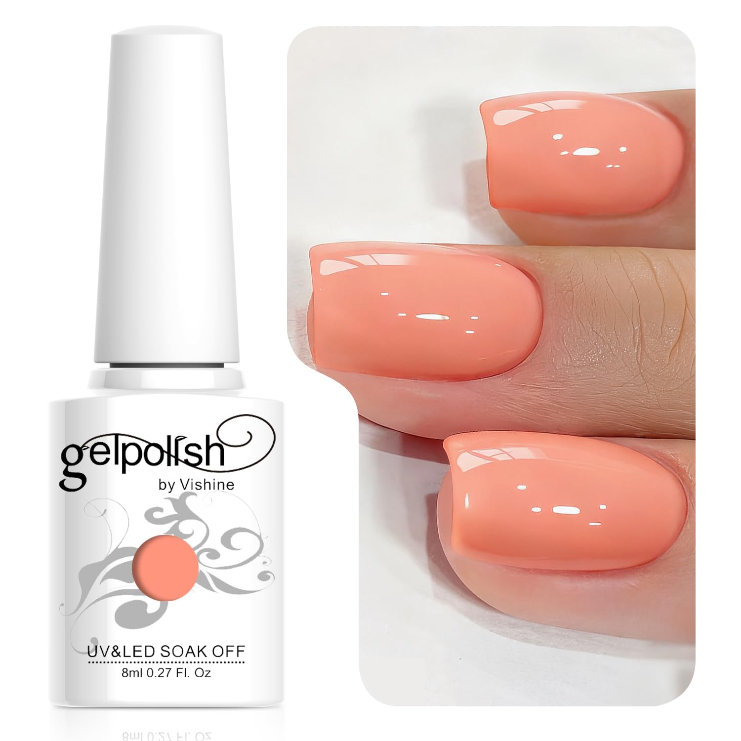 Vishine Brand Nail Varnish Gloss Polish 8ml Bottle UV Gel Polish Nail Manicure Lacquer Coral #121