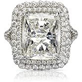 Viyuroyk Sterling Silver Flash Diamond Square Princess Ring - Shiny All Diamond Ring with CZ Eternal Cubic Zirconia for Commitment, Engagement or Wedding (US Code 6)