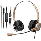 MAIRDI Telephone Headset with RJ9 Jack for Cisco Phone, Including 3.5mm Connector for Cell Phone PC Laptop, Binaural Office Headset with Microphone Noise Canceling for Call Center Landline Deskphone