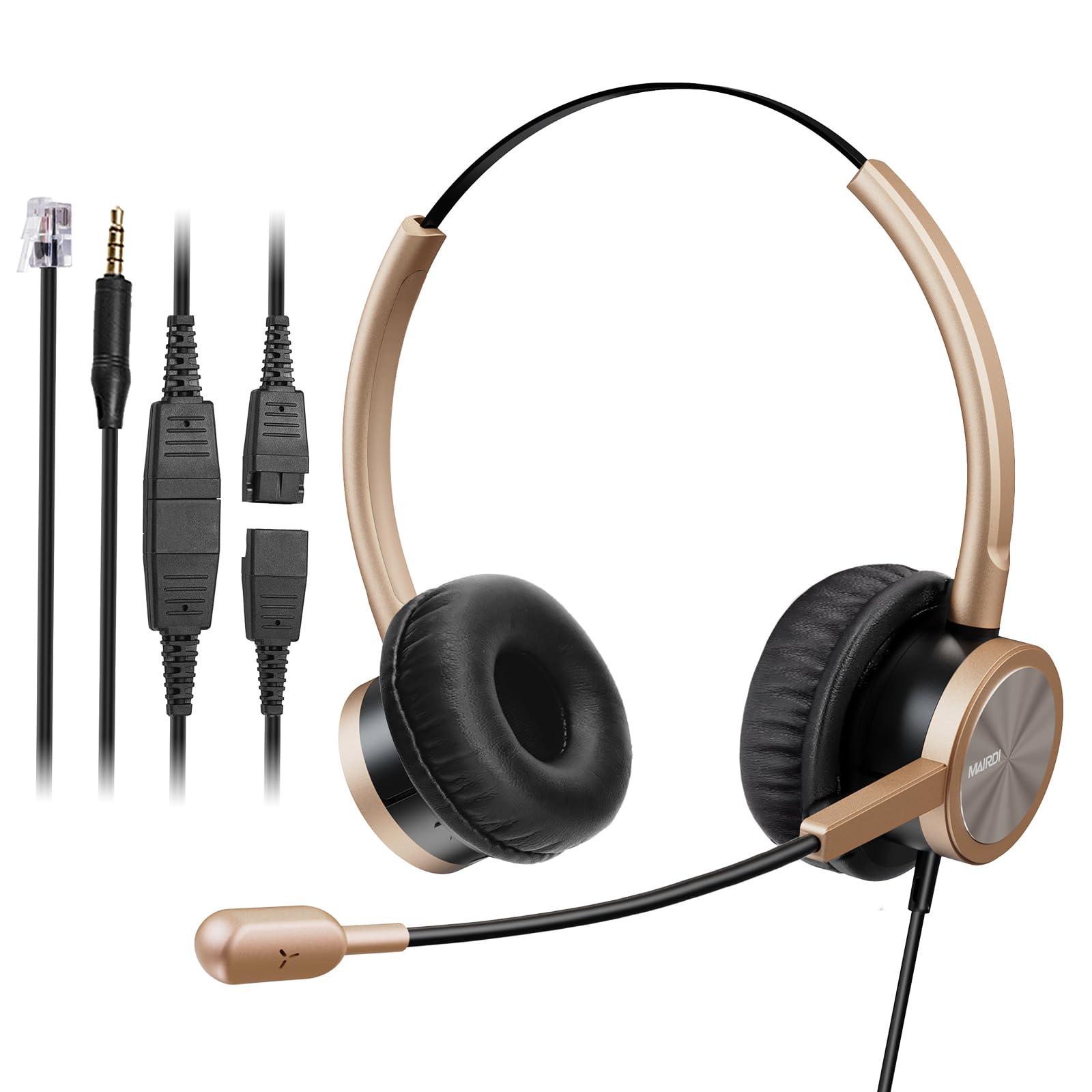 Telephone Headset with Noise Cancelling Microphone, Mono Call Center Office Headset with RJ9 Jack & 3.5mm Connector for Landline Deskphone Cell Phone PC Laptop, Work for Polycom Avaya Nortel Aastra