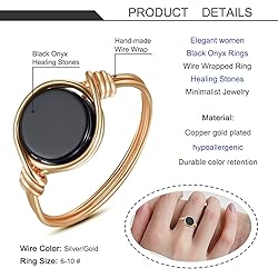 Fiklon Black Onyx Rings Crystal Rings for Women