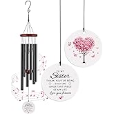 BeauGift Sister Gifts, Wind Chime from Sisters Brother, Best Sister Ever Gift for Birthday Galentines Valentines Day Wedding Graduation, Home Decor Keepsake for Bestie Stepsister Sis in Law