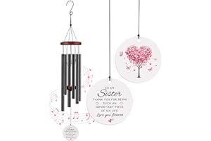 BeauGift Sister Christmas Birthday Gifts, Wind Chime from Big Sisters Brother, Best Sister Ever Wind Chimes Gift for Wedding Graduation, Home Decor Keepsake for Bestie Stepsister Sis in Law