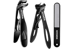 FOTIWESD Nail Clippers for Seniors, Wide Jaw Fingernail Clippers and Angled Head Toenail Clippers for Thick Nail, Professional German Nail Clippers for Men, Women & Pregnant (Black 1)