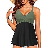 Women Underwire Tankini Top - Flowy Swimsuit Top Only Cross Back Twist Bathing Suit No Bottom 2025