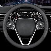 LKWLIKEI Nappa Premium Leather car Steering Wheel Cover, Non-Slip, Breathable, Universal 15 inches