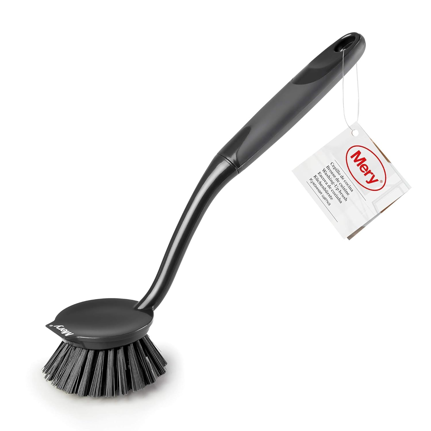 Mery | Kitchen Brush | Household Brush | Brush for Scrubbing Pans, Pots, Cleaning Kitchen Sinks | No Scratches | Dark Grey, Dimensions: 27 x 6 x 3.8 cm