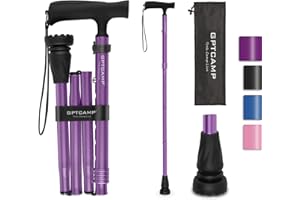 GPTCAMP G2 Walking Stick, Fold-up Walking Cane for Women and Men with Wrist Strap, Portable, Foldable, Collapsible, Lightweight and Sturdy with Comfortable T Handle