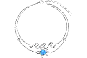 FLYOW Anklet for Women S925 Sterling Silver Adjustable Foot Beaded Heart Charm Ankle Bracelet Anklets Jewelry