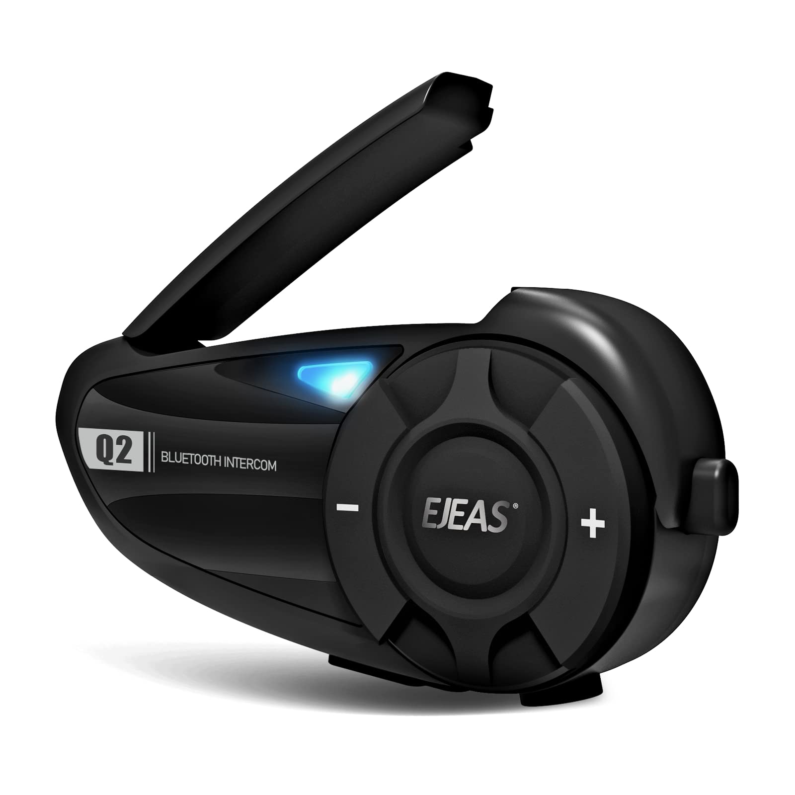 EJEAS Q2 Motorcycle Intercom, Motorbike Helmet Bluetooth 5.1 Headset with FM and CVC Noise Reduction, Good Sound Quality and Stable Connection for 2 Person Full Duplex Intercom (1 Pack)