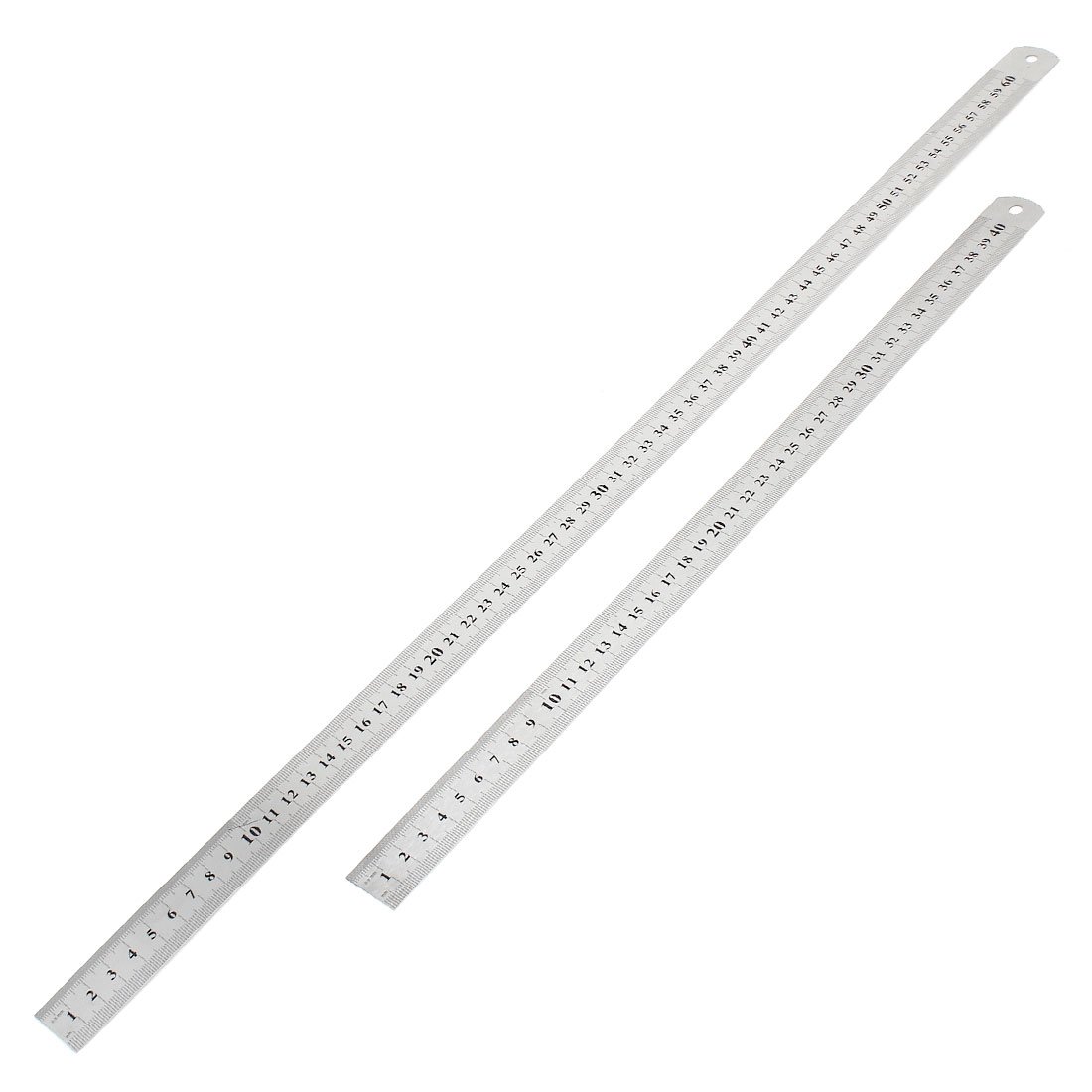 Sourcingmap Dual Sides Metric Straight Ruler 40cm 60cm 2 in 1 Silver Tone