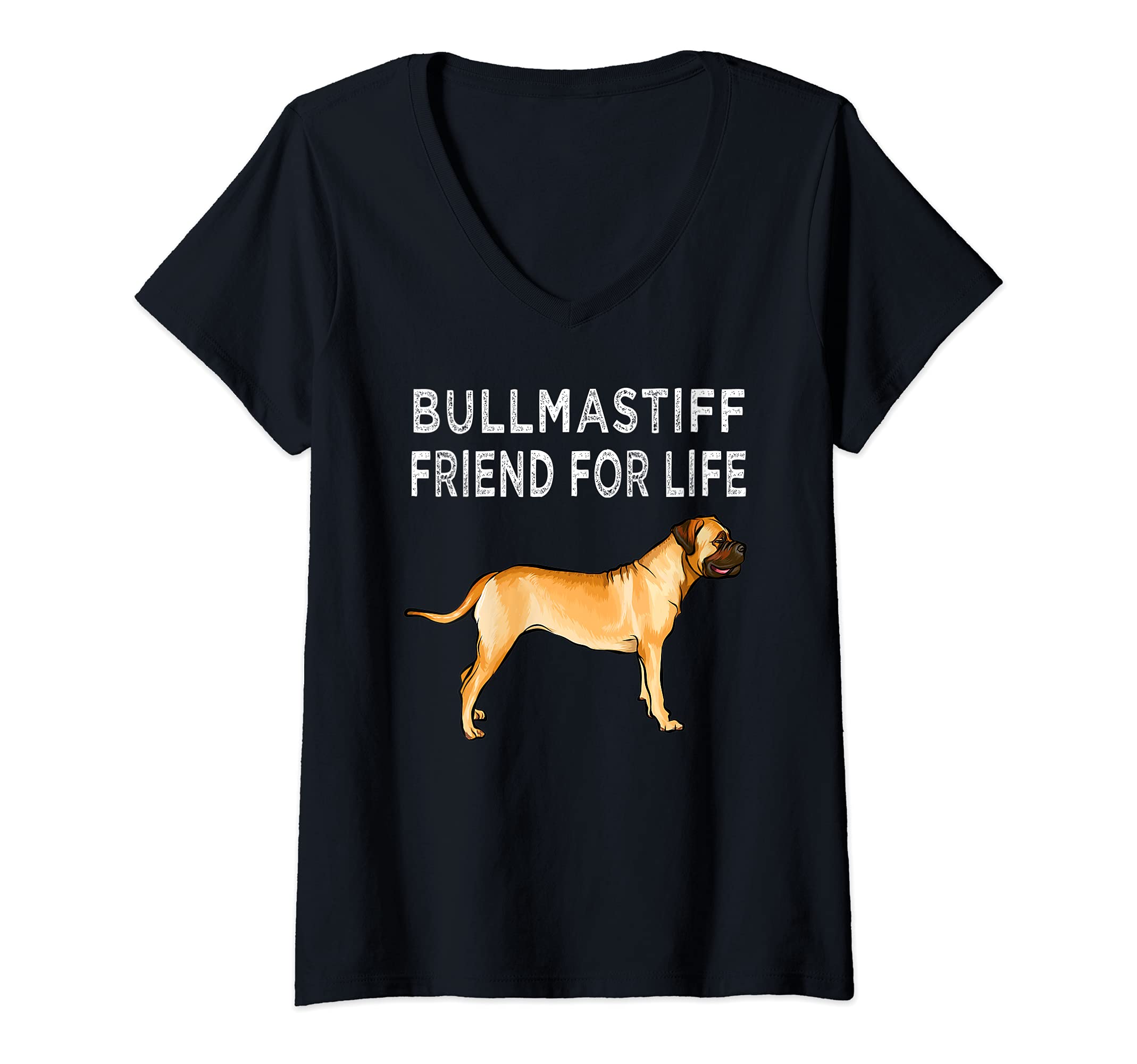 Womens Bullmastiff Friend For Life Dog Friendship V-Neck T-Shirt