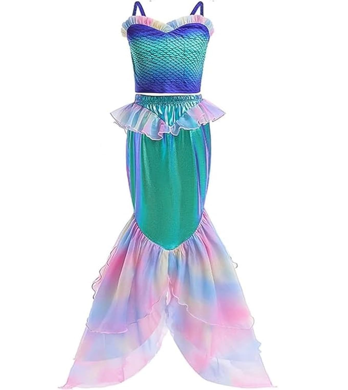 AODOKAT Little Girls Mermaid Costume Kids Princess Mermaid Ariel Costumes Set with Accessories For Fancy Dress Up Cosplay Party Outfits Halloween Carnival (Blue Dress Only, 140)