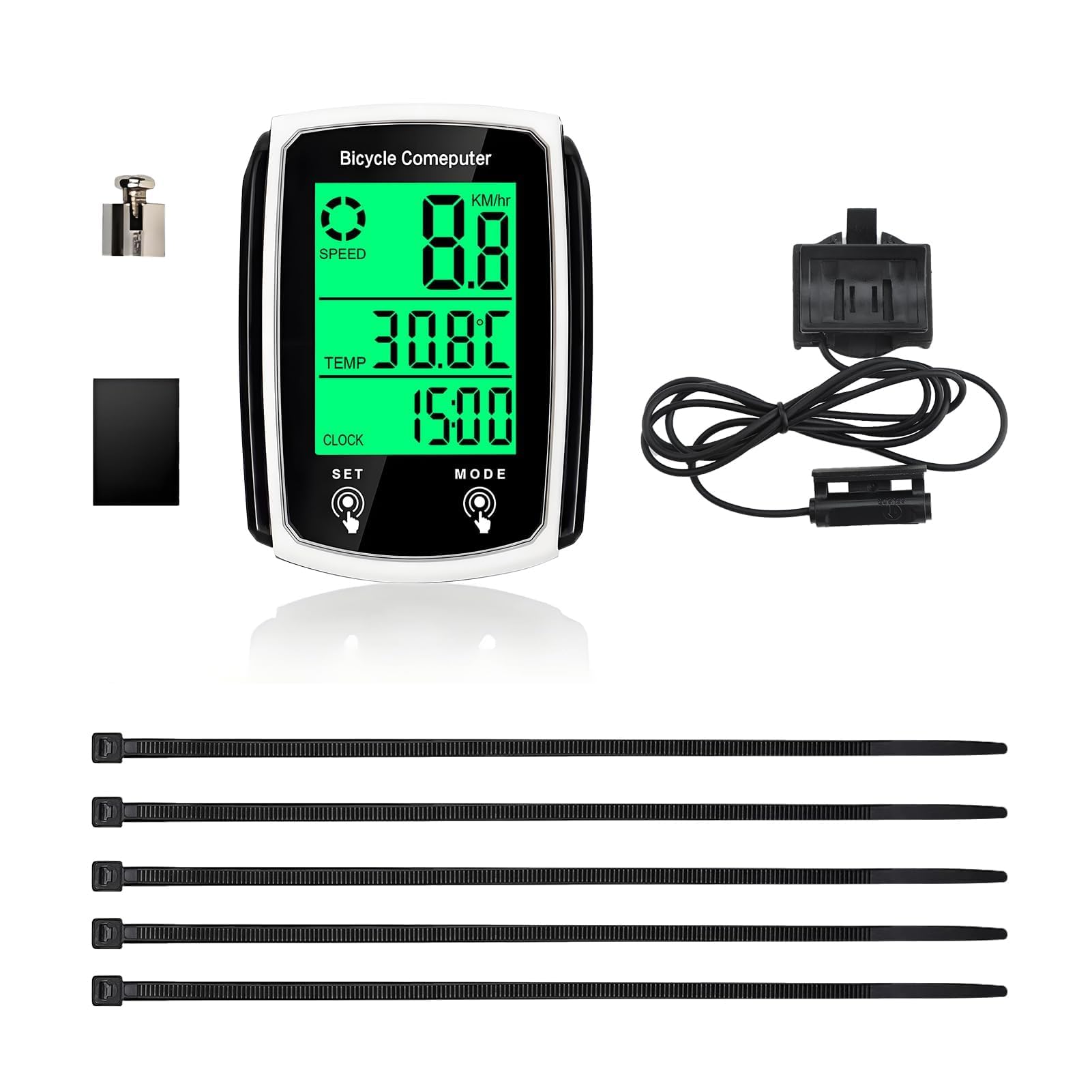 Wired Bike Computer with Backlight, 19 Functions Bicycle Speedometer and Odometer, IP54 Water-Resistant Cycle Computer with Auto Start/Stop for Road Bikes, MTB and Daily Cycling