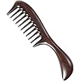 Onedor Handmade Black Sandalwood Hair Combs - Anti-Static Scented Wood Comb for Natural Hair Detangling (Extra Wide Tooth)