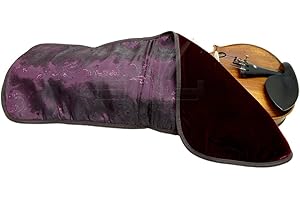 SKY Luxurious Hand Made Satin Fabric Violin Blanket for 4/4 Full Size Violin Elegant Burgundy(Embroidered)