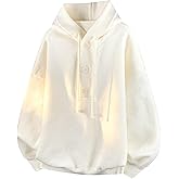 GURUNVANI Men's Henley Hoodie Sweater Loose Fit Buttoned Knitted Raglan Pullover