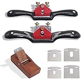 Boeray 9"/10" Spokeshave for woodworking with 6pcs Metal Blades &amp; 1pc Plane | Adjustable Spoke Shave, Ergonomic Handle, for Carpenters &amp; Wood Crafters, PVC/Laminate/Plywood, Curved &amp; Flat Surfaces