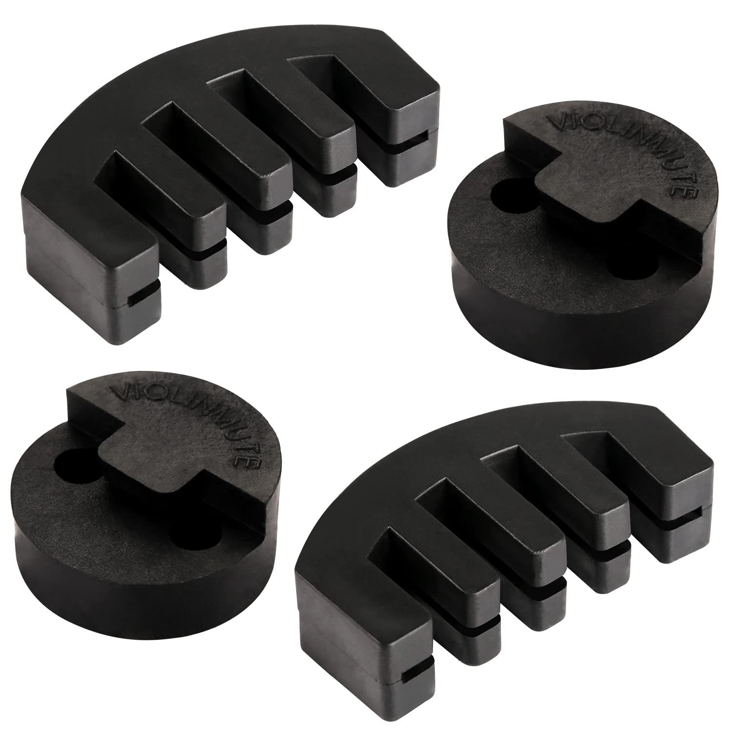 SAVITA 4pcs Rubber Violin Mute, 2pcs Claw Style & 2pcs Round Tourte Violin Mute Black Practice Mute Violin Ultra Practice Silencer for Musical Instruments