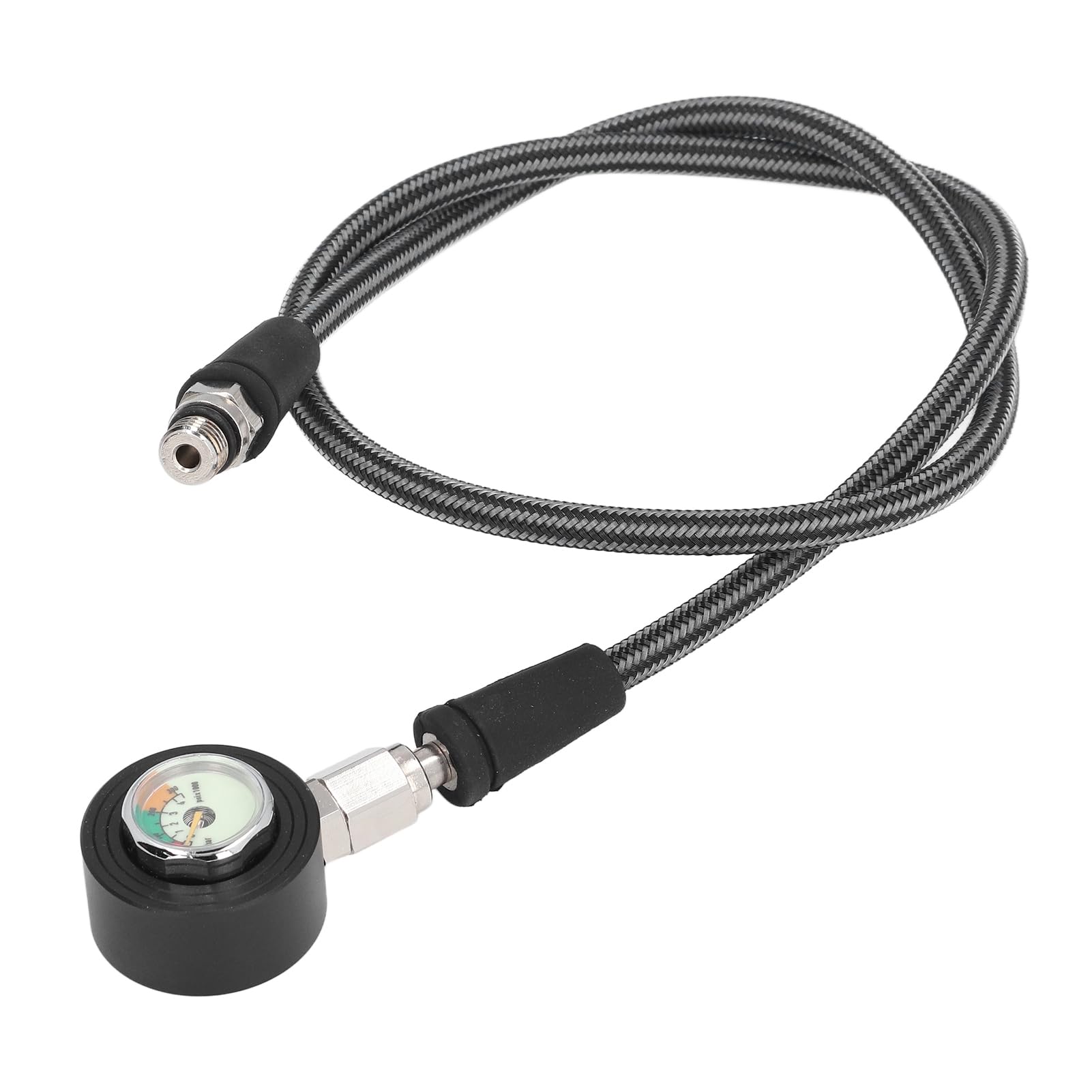 Scuba Diving Pressure Gauge, Luminous, Submersible, with 360° Rotatable High Pressure Hose (80cm) for BCD Regulator and Diving Equipment