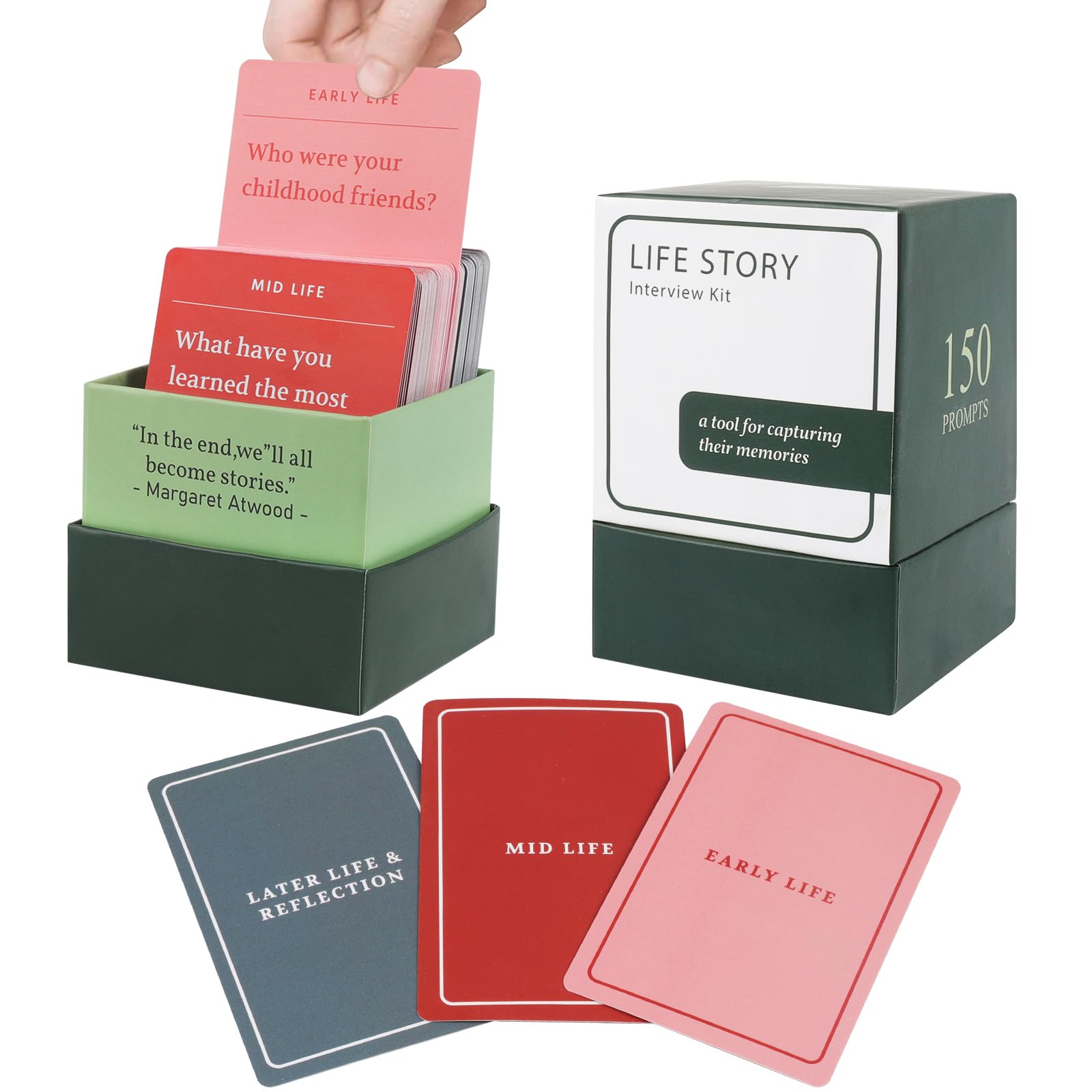 Fangoo 150 Life Story Interview Kit Cards for Family Game Night for Conversation Cards for Families, Get to Know Parents and Grandparents for Holiday Dinner Conversation Cards