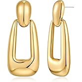 TOVABA Gold Dangle Earrings for Women Trendy Vintage Gold Chunky Geometric Drop Hypoallergenic Statement Earrings for Vacation