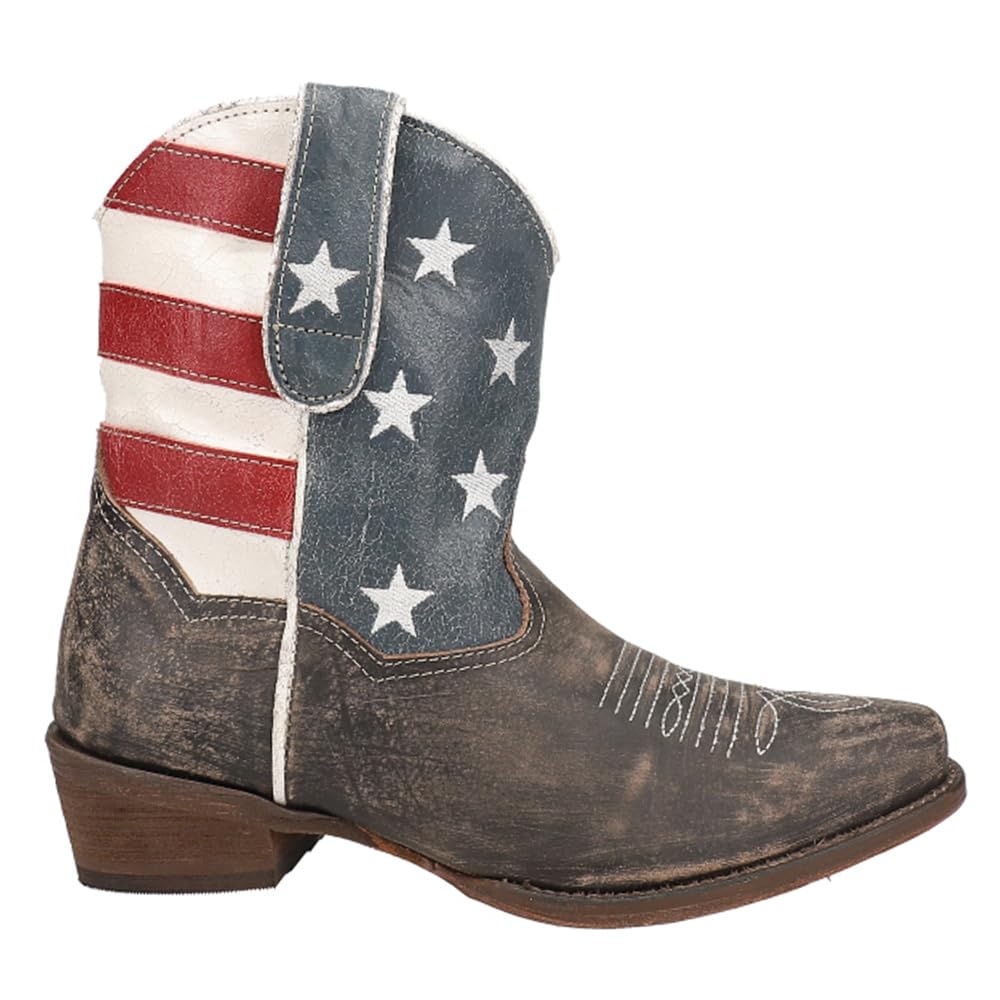 ROPER Womens American Beauty Distressed Round Toe Western Cowboy Boots ...