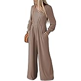 Dokotoo Lantern Long Sleeve Jumpsuit Wrapped V Neck Elegant for Womens Dressy Casual 2024 Fall One Piece Romper Outfits