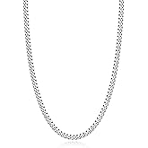 Eterjew 3.5mm 4mm 5mm 14k Gold Plated S925 Sterling Silver Chain Necklace for Men Women, Mens Diamond Cut Cuban Chain, Sturdy & Shiny & Not Easy to Fade & Comfortable 16 18 20 22 24 26 Inch