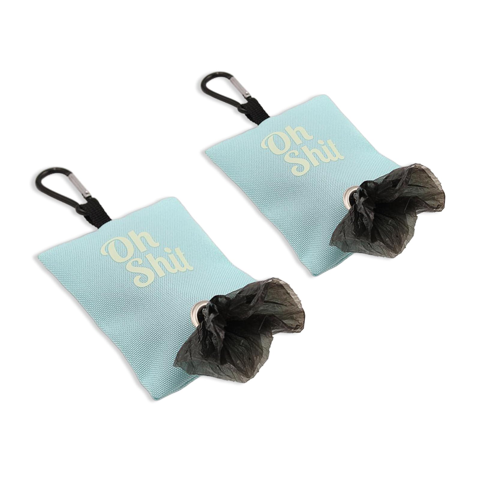WUMUZAI 2 Pack Dog Poop Bag Dispenser with Clip, Doggie Poop Bag Holders for Leashes, Dog Waste Bag Dispenser, Doggy Bag Holder Pouch, Lightweight Fabric for Pet Running Walking Hiking (Light Blue)