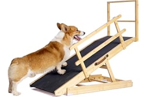 FAFAFLYER Pet-Dog Adjustable Ramp Stair-Step Couch-Bed - 45" Long and 18" Wide|Adjustable Height 14" to 24"|Holds Up to 200 Lbs|with Guardrails|Great for Pets of All Ages