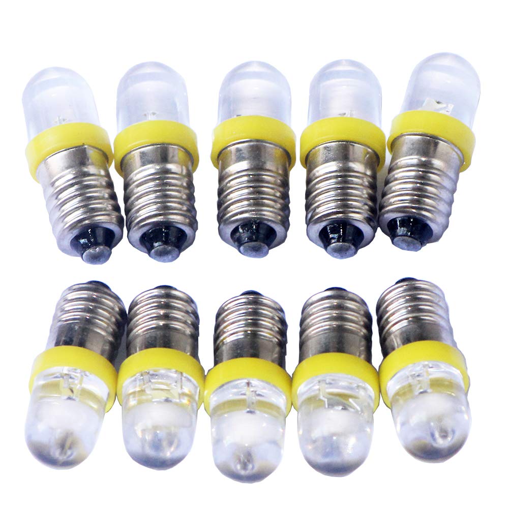 GutReise 10x E10 DC 24V Yellow Spotlight LED Lamps Light Bulbs + 10pcs E10 Lamp Socket Base