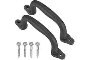 SELEWARE Black Playground Safety Handles, Non-Slip Plastic Kids Playground Grab Handles, Durable Indoor Outdoor Playset Handles for Playhouse, Treehouse, Climbing Frame, Jungle Gym, Swing Set, 2 Pack