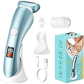 Electric Shaver for Women, Bikini Trimmer Wet & Dry Use, Body Hair Removal, Electric Razors for Leg Armpit Public Painless, Cordless Rechargeable Trimmer, Detachable Head, with LED Light