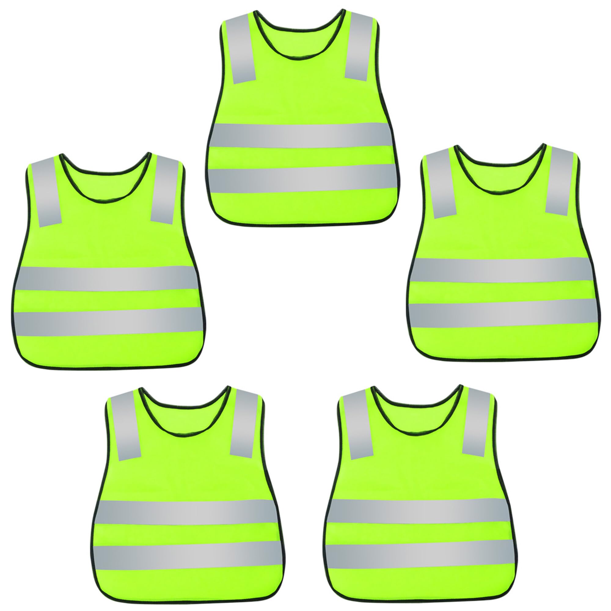 Toddler Safety Vest Lightweight Camping Pull-On High Vis Waistcoat Coming Home from School Construction Vest Yellow 5 Pack
