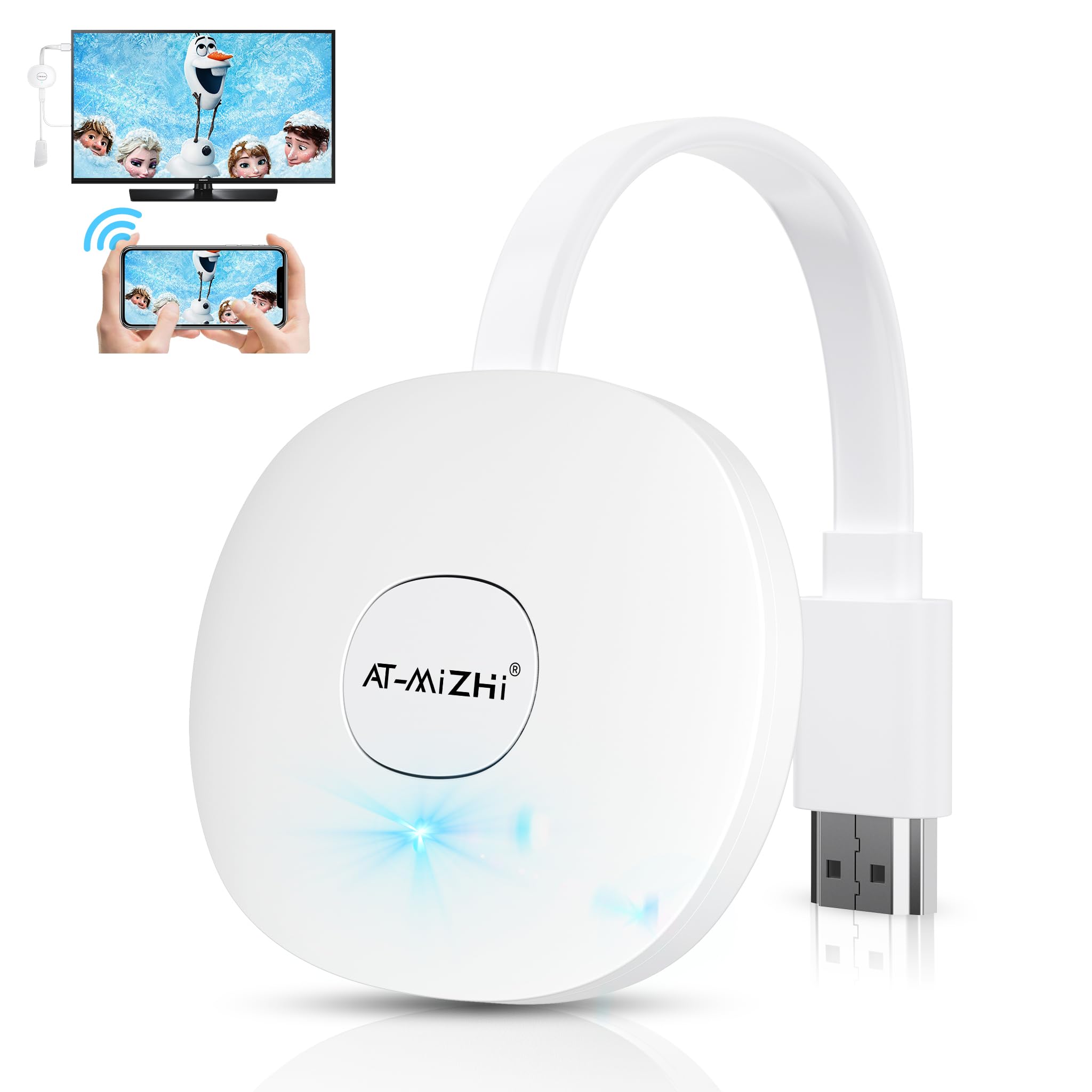 AT-Mizhi Wireless HDMI Dongle TV 4K, Drahtloser Smart Media Player Streaming, Bildschirm Casting für Miracast/iOS/Mac OS/Airplay/Android/Windows/DLNA, zu HDTV, Monitor, Projektor