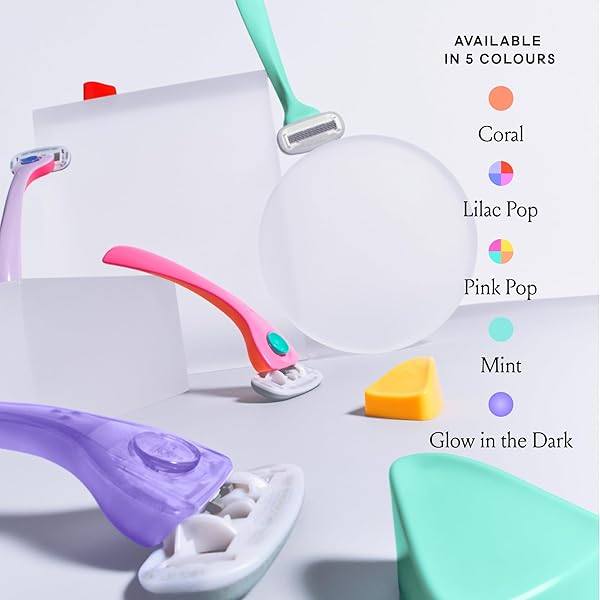 BILLIE RAZORS FOR WOMEN SHAVE KIT – WOMEN’S RAZOR + 2 X 5-BLADE RAZOR REFILLS + MAGNETIC HOLDER – MOONBEAM