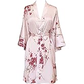 OLDSHANGHAI Luxury Kimono Robe for Women | Short Floral Robe | Original Design | Removable Waist Tie Closure