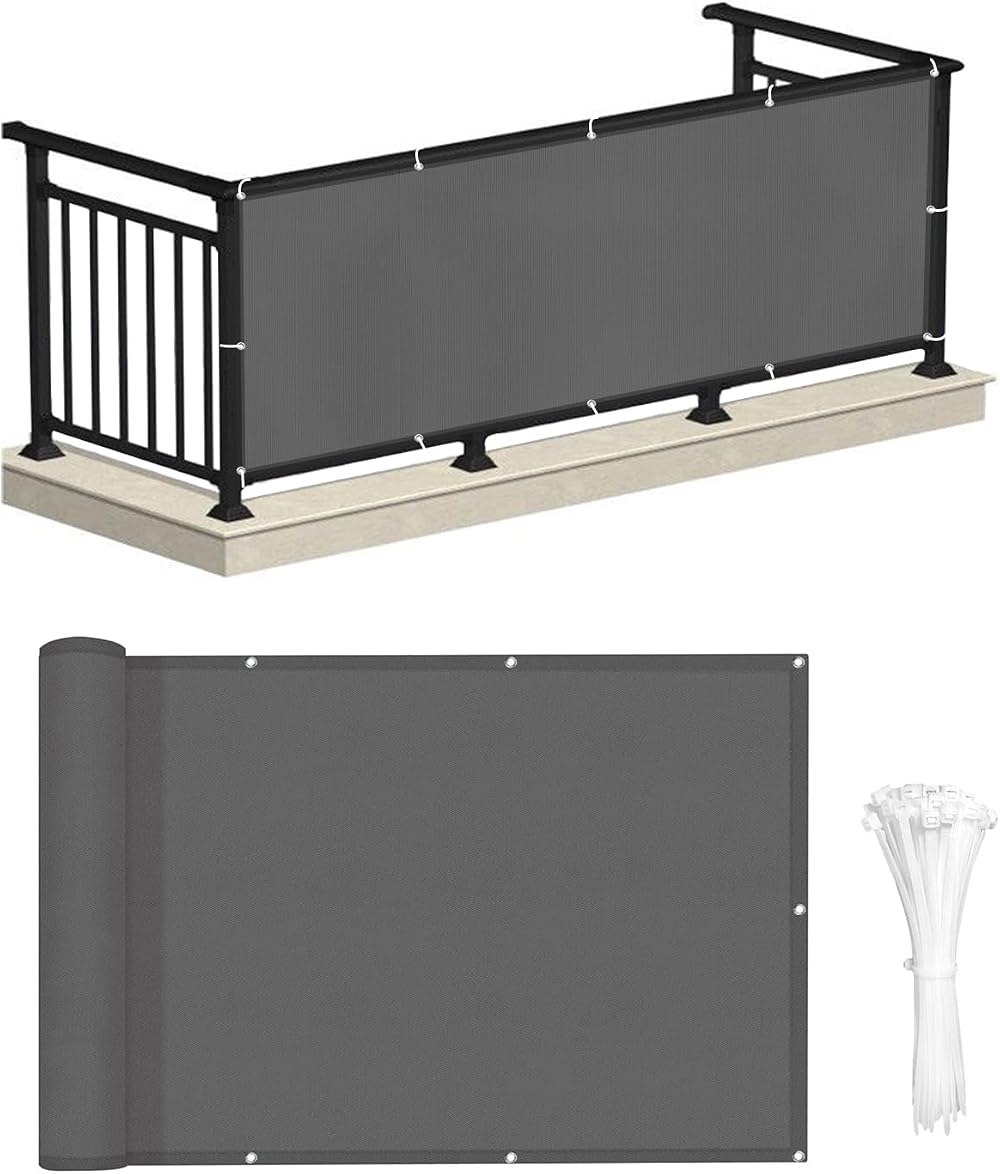 LOVE STORY Balcony Privacy Screen 75x300cm Waterproof PES UV Protection Charcoal