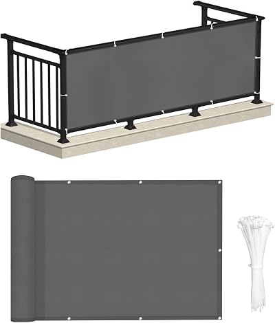 LOVE STORY Balcony Privacy Screen 75x300cm Waterproof PES UV Protection Charcoal